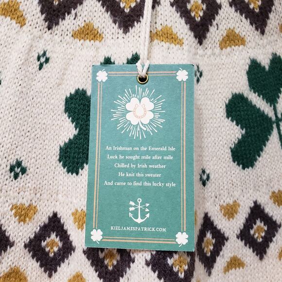 NWT KIEL JAMES PATRICK'S Lucky Irish Sweater Fair Isle Shamrock Women's Large - Picture 4 of 10